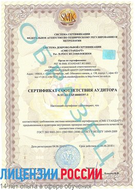 Образец сертификата соответствия аудитора №ST.RU.EXP.00005397-3 Ленинск Сертификат ISO/TS 16949